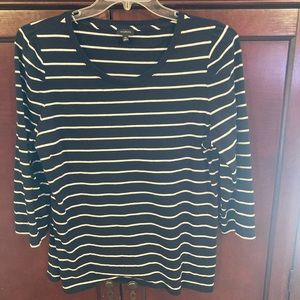 Talbots Misses XL knit top navy and white stripe Gently used